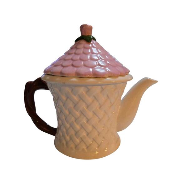 Vintage Teleflora Teapot Ceramic Tea Party Blue Bird In Mirror - Picture 4 of 6